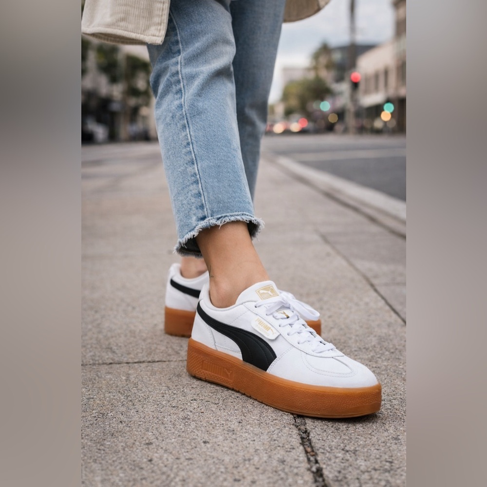 Puma Palermo Elevata Sneakers in White and Black